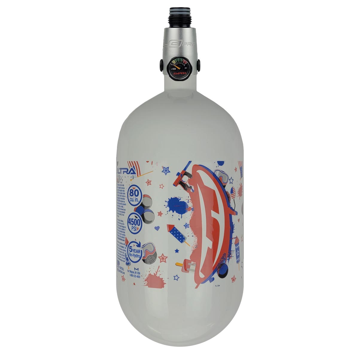 JT Ultra Carbon Fiber Air Tank 80ci 4500psi w FLO Pro Regulator July White