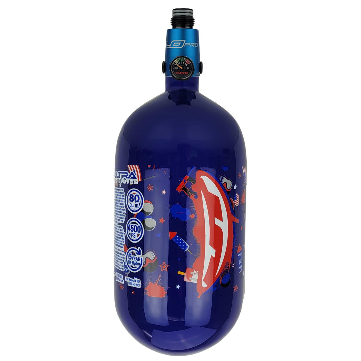 JT Ultra Carbon Fiber Air Tank 80ci 4500psi w FLO Pro Regulator July Blue