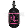 Ninja SL3 68ci 4500psi Air Tank with PRO V3 Regulator Black paintball tank with pink logo on a white background