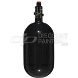 Ninja SL3 68ci 4500psi Air Tank with PRO V3 Regulator Black gloss paintball tank with blackout logo on a white background