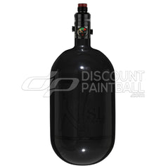 Ninja SL3 68ci 4500psi Air Tank with PRO V3 Regulator Black gloss paintball tank with blackout logo on a white background