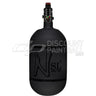 Blackout matte Ninja SL3 68ci 4500psi Air Tank with PRO V3 Regulator Black paintball tank with white logo on a white background