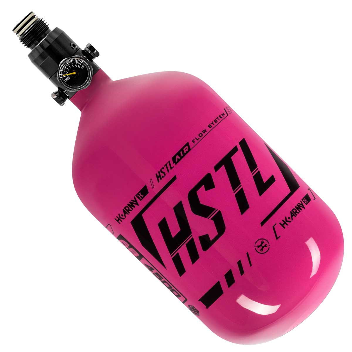 HK Army HSTL 68ci 4500psi Compressed Air Tank Neon Pink on white background