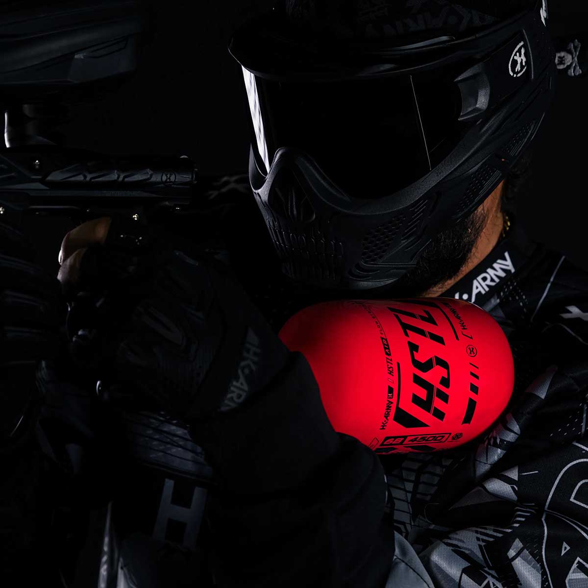 HK Army HSTL 68ci 4500psi Carbon Fiber Air Tank Red Black