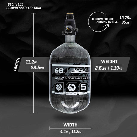 HK Army Aerolite 68ci 4500psi Carbon Fiber Air Tank Clear