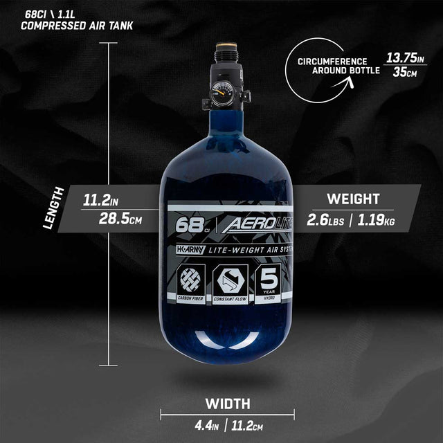 HK Army Aerolite 68ci 4500psi Carbon Fiber Air Tank Blue
