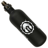 Black Sicariis AER 26ci 4500psi Carbon Fiber Air Tank with First Strike Hero 2 Regulator side view on a white background