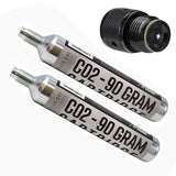 Valken 90 Gram Pre Filled CO2 Tank 2 Pack with Adapter