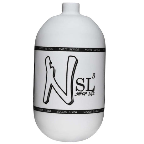 Ninja SL3 68i 4500psi Carbon Fiber paintball air tank in white with black matte finish no regulator