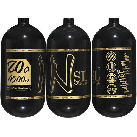 Ninja 80ci SL3 Air Tank 4500psi black with gold logos on all sides 