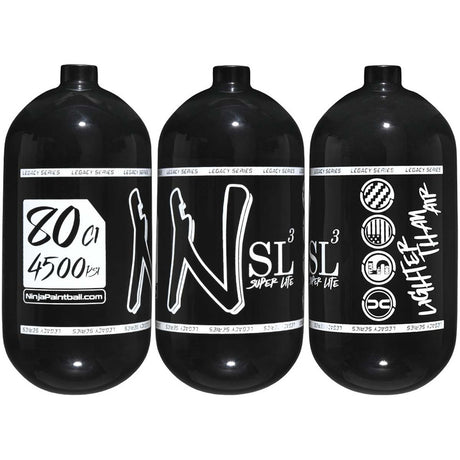Ninja 80ci SL3 Air Tank 4500psi black with white logo all sides view