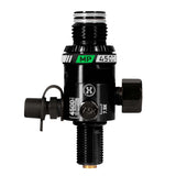 HK Army MP5 Regulator for paintball airsoft compressed air tank with fill nipple cover on a white background with gauge showing