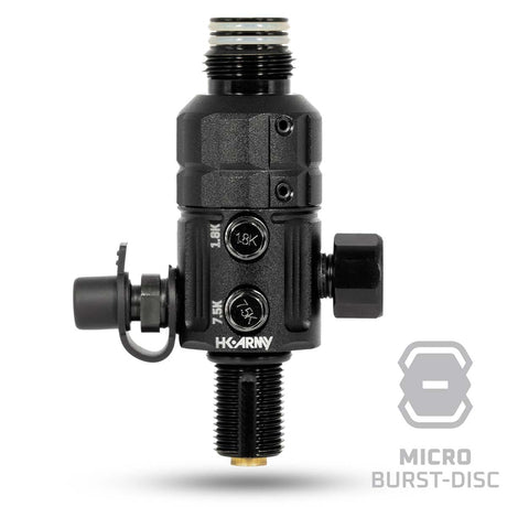 Side view HK Army Turbine Pro Air Tank Regulator Long Body showing burst disc.