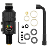 HK Army Turbine Pro Air Tank Regulator Long Body with spare parts and rebuild tools on a white background.