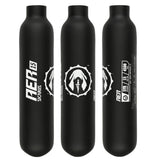 Three different sides of the Sicariis AER 15ci 4500psi Carbon Fiber Air Tank Only