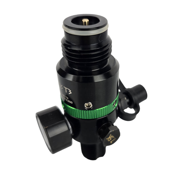 Immortal Air T3 regulator in black and green  viewed from top