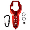 Red HK Army Regulator Multi Tool paintball and airsoft tank regulator remove with included parts on a white background
