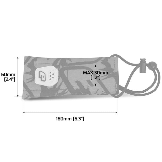 Planet Eclipse Barrel Sock with dimensions and branding on a white background