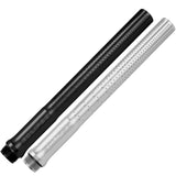 One black and one silver Planet Eclipse CRBN S63 Pro Nano FL Tip for paintball on a white background.