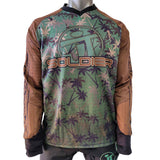 Green, tan and brown long sleeve JT Paintball Palm tree jersey for paintball on a white background