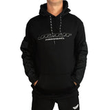 JT Paintball Grind Playing Hoodie Black on a person on a white background