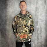 JT Paintball Grind Playing Hoodie Branch Camo on model on a grey background