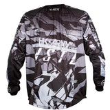 Back of Black and gray patterned HK Army HSTL Jersey Charcoal Black Grey jersey with 'HK Army' branding on a white background