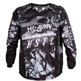 Black and gray patterned HK Army HSTL Jersey Charcoal Black Grey jersey with 'HK Army' branding on a white background