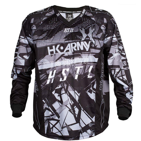 Black and gray patterned HK Army HSTL Jersey Charcoal Black Grey jersey with 'HK Army' branding on a white background