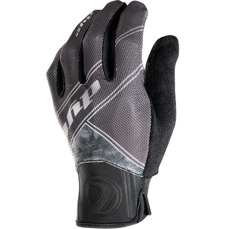 Back of right hand Dye FLX Glove Black Grey on a white background