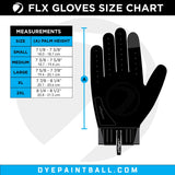 Dye FLX Glove Black Grey size chart