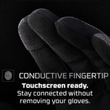 Dye FLX Glove Black Grey graphic explaining conductive fingertip