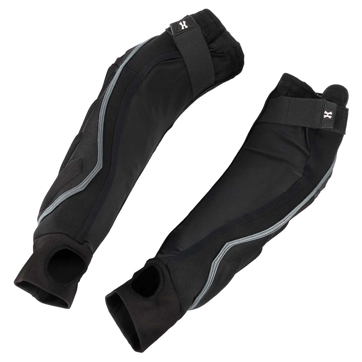 Inner side Black HK Army HSTL Elbow Pads protective arm sleeve with gray accents on a white background