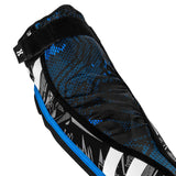 Inside close up Black blue and white HK Army Crash Elbow Pads for paintball and other sports on a white background
