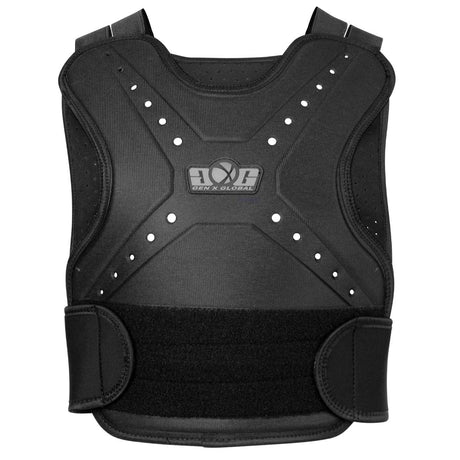 GXG chest protector in black with straps