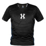 Black with blue and white accents HK Army Crash Chest Protector on a white background