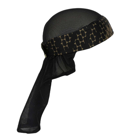 Side of Black, gold and tan HK Army Headwrap HSTL Camo on a mannequin head