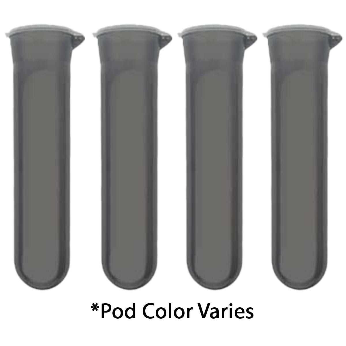 4 vertical paintball pods in smoke on a white background with 'pod color varies' text