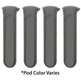 4 vertical paintball pods in smoke on a white background with 'pod color varies' text