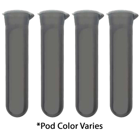 4 vertical paintball pods in smoke on a white background with 'pod color varies' text