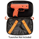 Inside view Byrna Waist Or Shoulder Pack Gen 2 Black open with pistol inside for less lethal pistol carry 