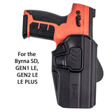 Byrna SD LE Universal Holster Level 2 w Paddle right hand draw shown with a Byrna pistol on a white background