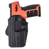 Byrna SD LE Universal Holster Level 2 w Paddle left hand draw shown with a Byrna pistol on a white background