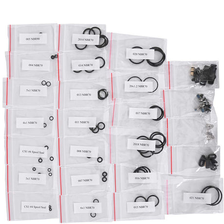 Zip top bags with parts for Planet Eclipse GEO R5 paintball marker from Planet Eclipse