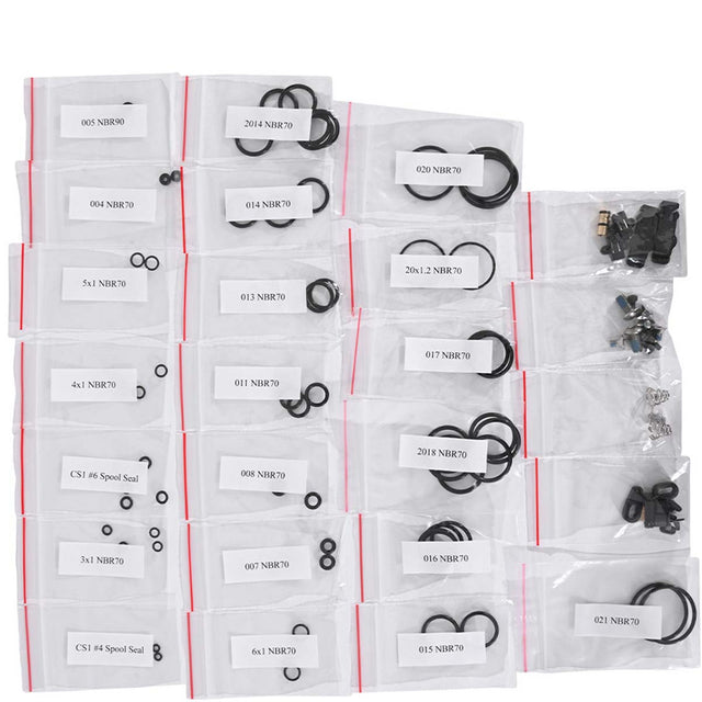 Zip top bags with parts for Planet Eclipse GEO R5 paintball marker from Planet Eclipse