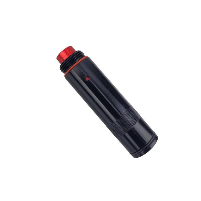 Empire Axe Air Transfer Tube Male Assembly 72397 Black cylindrical object with red top on a white background