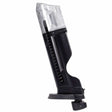 Left side black and silver T4E S&W M&P9 .43 Cal 8rd CO2 Quick Pierce Paintball Magazine on a white background