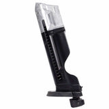 Left side black and silver T4E S&W M&P9 .43 Cal 8rd CO2 Quick Pierce Paintball Magazine on a white background