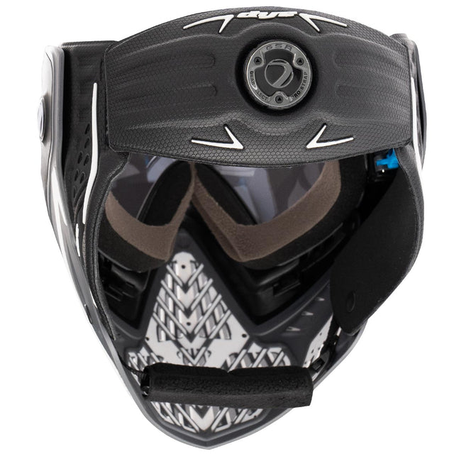 Dye I5 Paintball Mask Shades back side with black strap on a white background