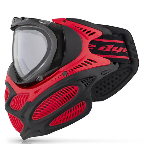 Red and Black Dye I3 Pro Paintball Goggle Fire Red on a white background